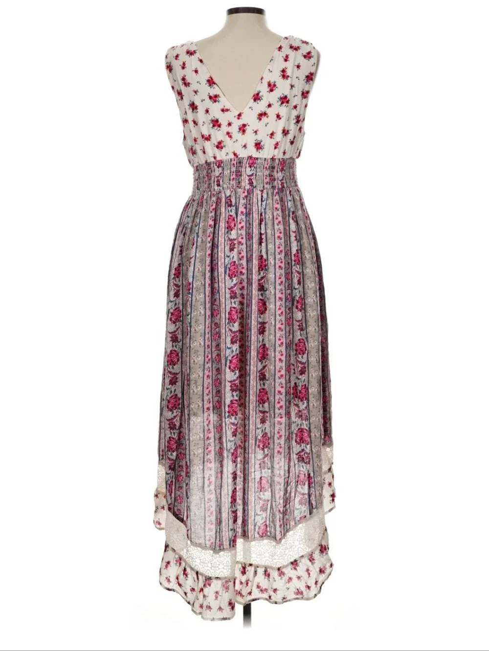 Torrid White and Pink Floral High-Low Midi Cottage Dress Size 0X